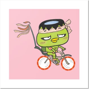 Funny Kappa Yokai on an Old school bicycle! Posters and Art